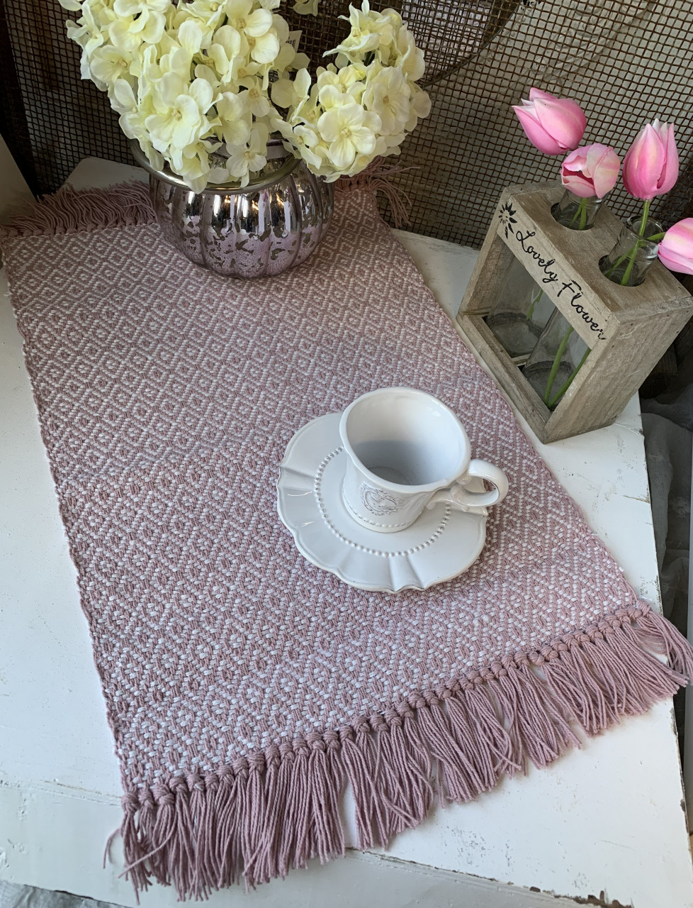 Platzsets Textilien Fransen Tischset cm Rosa | | Baumwolle 45 33 KARA | x lillabelle Stück Platzset 2