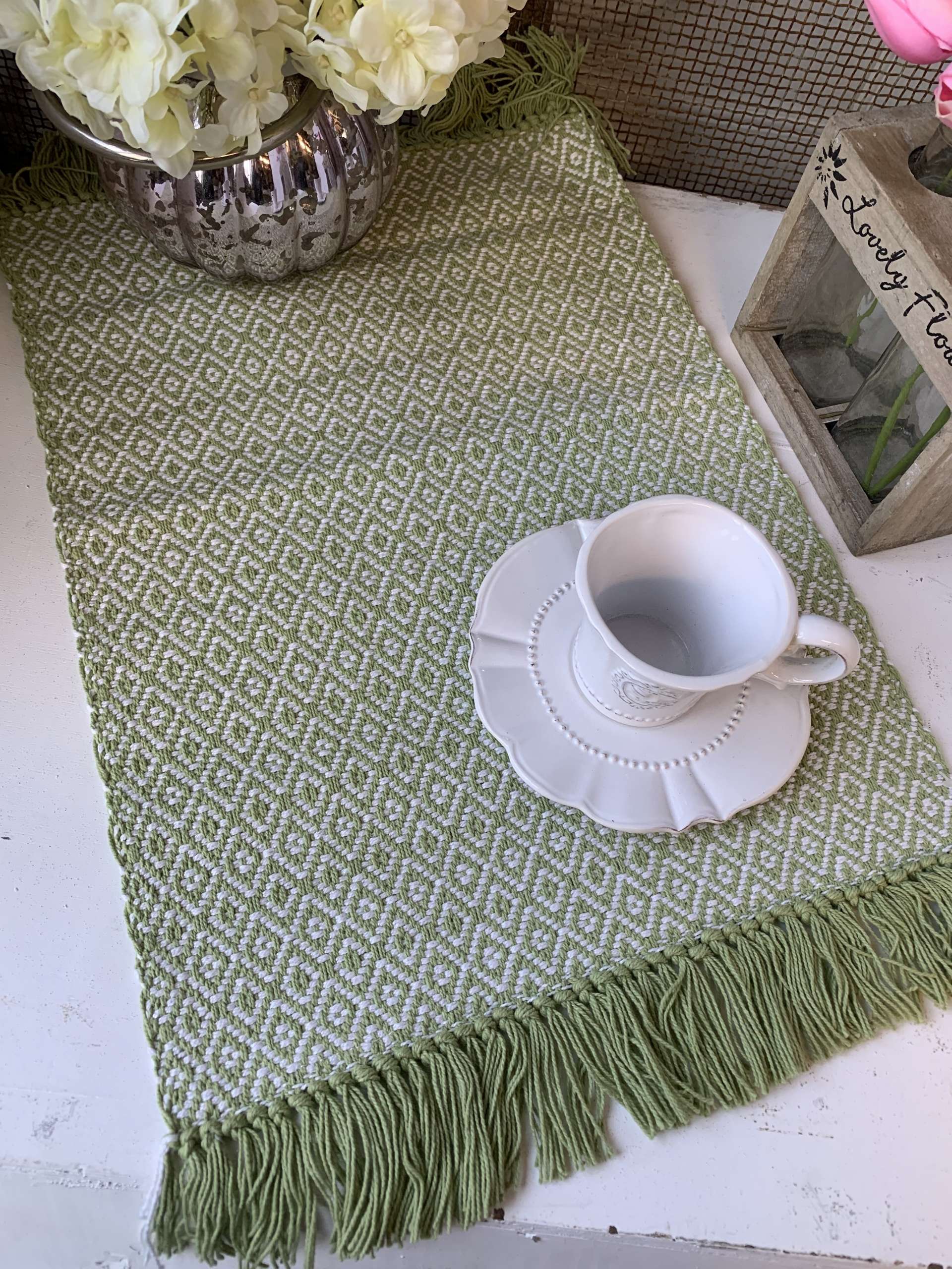 Tischset Platzset KARA Grün cm | Textilien | 33 Stück x Platzsets Fransen lillabelle Baumwolle 45 | 2