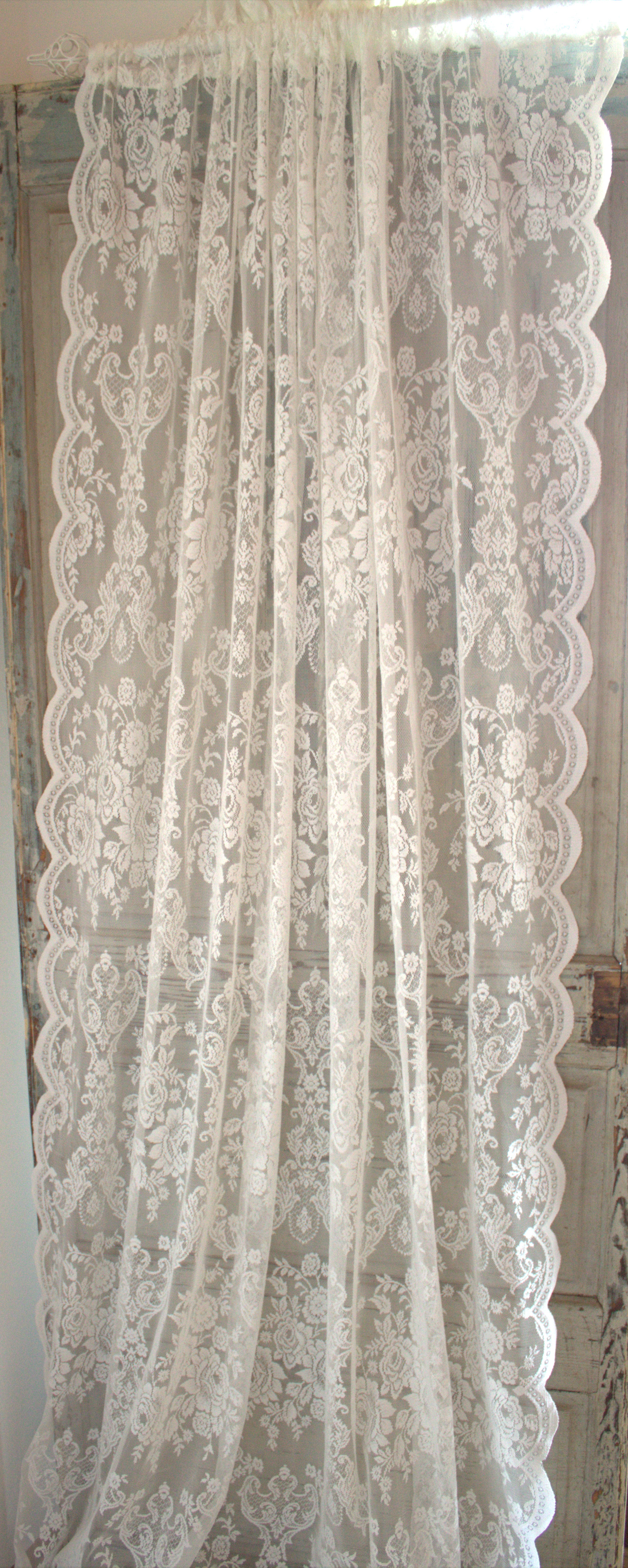 Vorhang LIA Weiß Gardinen Schal 130x240 cm Crincle Look Loft Shabby Vintage
