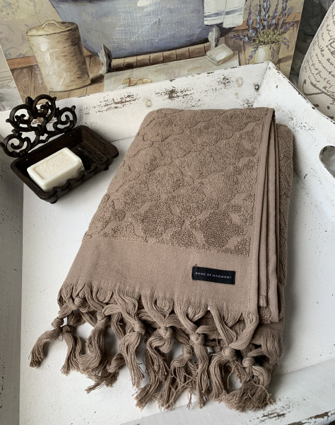 Handtuch DINA Braun 50x70 cm Frottee Handtuch Fransen Baumwolle