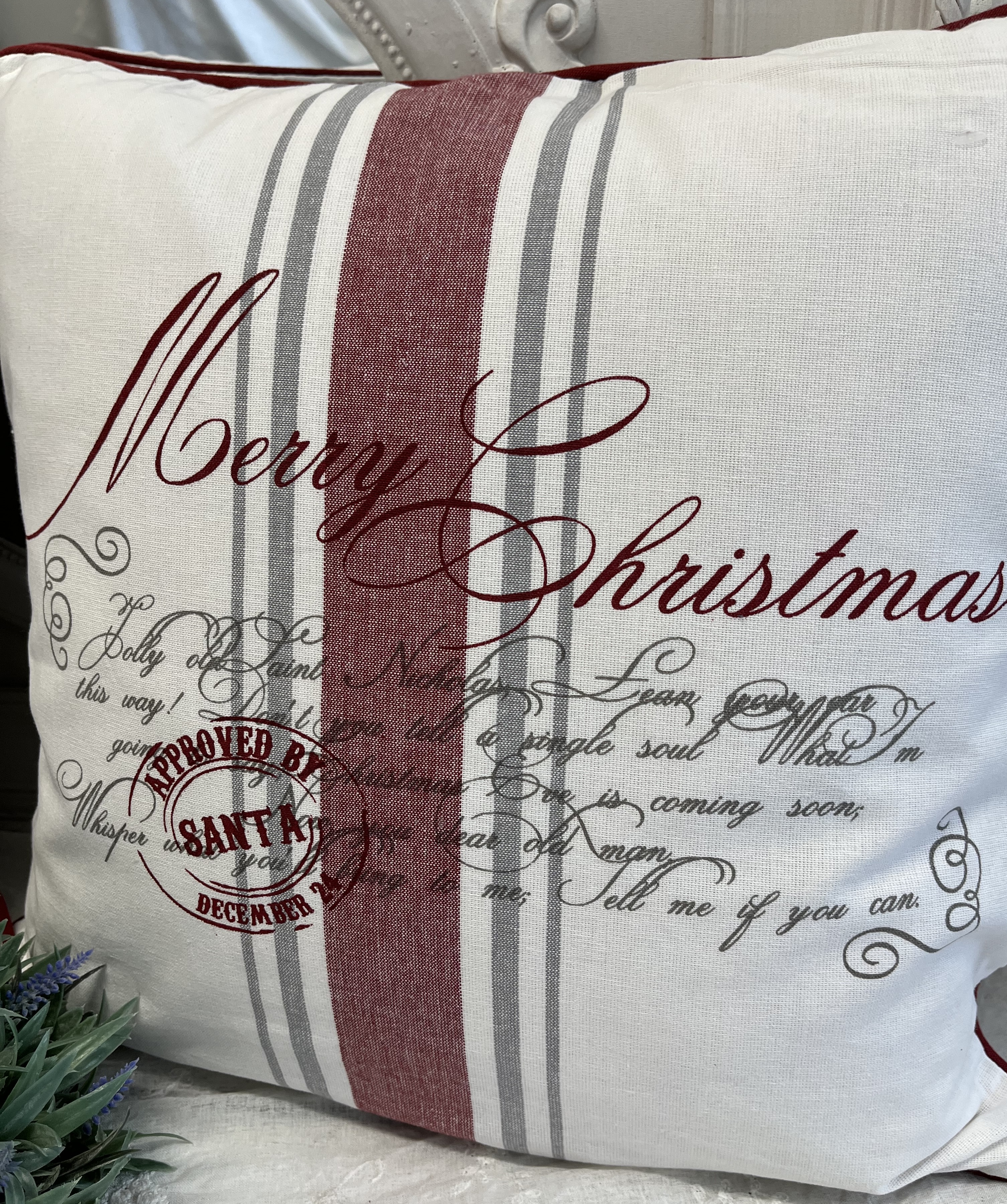 Kissenbezug Hülle CHRISTMAS Weiß 45x45 cm Baumwolle Landhaus Weihnacht, Kissenbezüge, Kissen