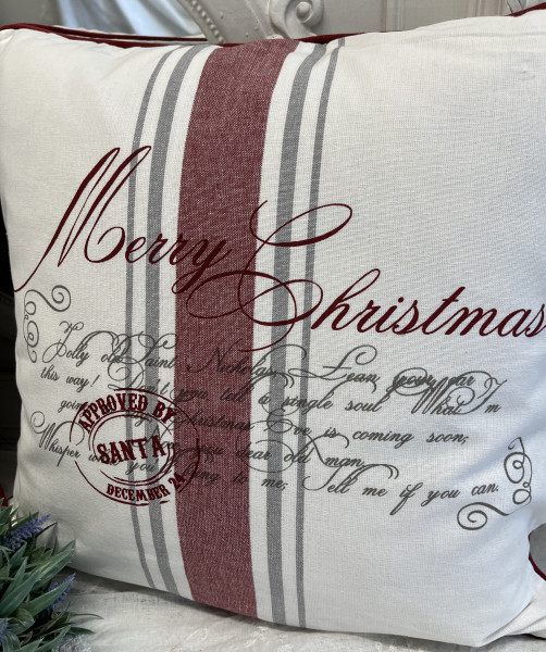 Kissenbezug Hülle CHRISTMAS Weiß 45x45 cm Baumwolle Landhaus Weihnacht