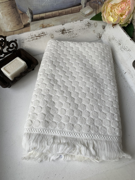 Bade Dusch Handtuch PEGGY Offwhite 70x140 cm Frottee Handtuch Fransen